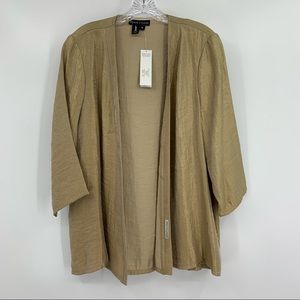 Peace of Cloth NWT Celeste Open Front Kimono Blazer Jacket Gold Metallic Size M